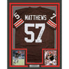 Framed Autographed/Signed Clay Matthews Jr 35x39 Cleveland Brown Football Jersey Beckett BAS COA