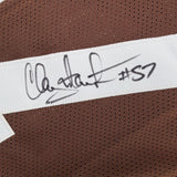 Framed Autographed/Signed Clay Matthews Jr 35x39 Cleveland Brown Football Jersey Beckett BAS COA