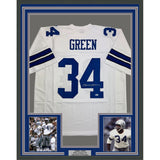 Framed Autographed/Signed Cornell Green 35x39 Dallas White Football Jersey Beckett BAS COA