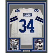 Framed Autographed/Signed Cornell Green 35x39 Dallas White Football Jersey Beckett BAS COA