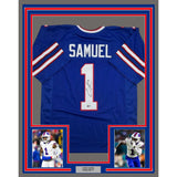 Framed Autographed/Signed Curtis Samuel 35x39 Buffalo Blue Football Jersey Beckett BAS COA