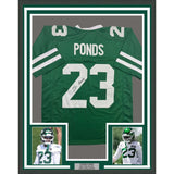 Framed Autographed/Signed D'Angelo Ponds 35x39 New York Green Football Jersey JSA COA