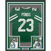 Framed Autographed/Signed D'Angelo Ponds 35x39 New York Green Football Jersey JSA COA