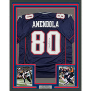 Framed Autographed/Signed Danny Amendola 35x39 New England Navy Blue Football Jersey JSA COA