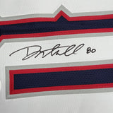 Framed Autographed/Signed Danny Amendola 35x39 New England Navy Blue Football Jersey JSA COA