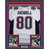 Framed Autographed/Signed Danny Amendola 35x39 New England White Football Jersey JSA COA