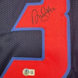Framed Autographed/Signed David Montgomery 35x39 Houston Blue Alternate Football Jersey Beckett BAS COA