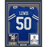 Framed Autographed/Signed D.D. DD Lewis 2x SB Champs 35x39 Dallas Retro Blue Football Jersey Beckett BAS COA