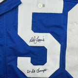 Framed Autographed/Signed D.D. DD Lewis 2x SB Champs 35x39 Dallas Retro Blue Football Jersey Beckett BAS COA