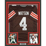 Framed Autographed/Signed Deshaun Watson 35x39 Cleveland Brown Football Jersey Beckett BAS COA