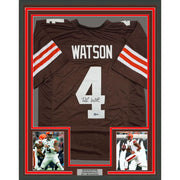 Framed Autographed/Signed Deshaun Watson 35x39 Cleveland Brown Football Jersey Beckett BAS COA