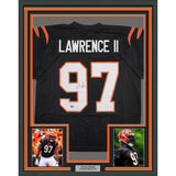 Framed Autographed/Signed Dexter Lawrence II 35x39 Cincinnati Black Football Jersey Beckett BAS COA