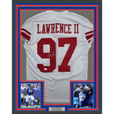 Framed Autographed/Signed Dexter Lawrence II 35x39 New York White Pro Cut Football Jersey Beckett BAS COA