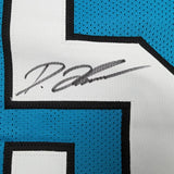 Framed Autographed/Signed Diontae Johnson 35x39 Carolina Blue Football Jersey JSA COA