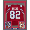 Framed Autographed/Signed Don Beebe 35x39 Buffalo Red Football Jersey JSA COA