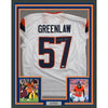 Framed Autographed/Signed Dre Greenlaw 35x39 Denver White Pro Cut Football Jersey Beckett BAS COA