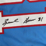 Framed Autographed/Signed Ernest Givins 35x39 Houston Blue Football Jersey JSA COA