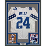 Framed Autographed/Signed Everson Walls 35x39 Dallas White Football Jersey JSA COA