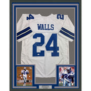 Framed Autographed/Signed Everson Walls 35x39 Dallas White Football Jersey JSA COA