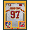 Framed Autographed/Signed Felix Anudike-Uzomah 35x39 Kansas City White Football Jersey JSA COA