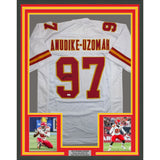 Framed Autographed/Signed Felix Anudike-Uzomah 35x39 Kansas City White Football Jersey JSA COA