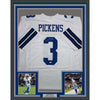Framed Autographed/Signed George Pickens 35x39 Dallas White Football Jersey JSA COA