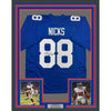 Framed Autographed/Signed Hakeem Nicks 35x39 New York Blue Football Jersey Beckett BAS COA