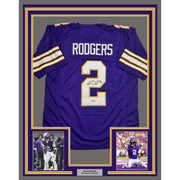 Framed Autographed/Signed Isaiah Rodgers 35x39 Minnesota Purple Retro Football Jersey Beckett BAS COA