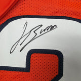 Framed Autographed/Signed Jahdae Barron 35x39 Denver Orange Football Jersey Beckett BAS COA