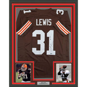 Framed Autographed/Signed Jamal Lewis 35x39 Cleveland Brown Football Jersey Beckett BAS COA