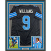 Framed Autographed/Signed Jameson Williams 35x39 Detroit Black Football Jersey Beckett BAS COA