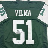 Framed Autographed/Signed Jonathan Vilma 35x39 New York Green Football Jersey JSA COA