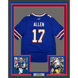Framed Autographed/Signed Josh Allen 35x39 Buffalo Bills Blue Authentic Football Jersey Beckett BAS COA