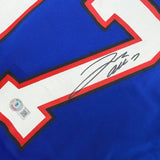 Framed Autographed/Signed Josh Allen 35x39 Buffalo Bills Blue Authentic Football Jersey Beckett BAS COA