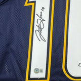 Framed Autographed/Signed Justin Herbert 2020 ROY 35x39 Los Angeles San Diego Navy Blue Football Jersey Beckett BAS COA