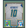 Framed Autographed/Signed Justin Herbert 2020 ROY 35x39 Los Angeles San Diego White Football Jersey Beckett BAS COA