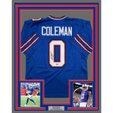 Framed Autographed/Signed Keon Coleman 35x39 Buffalo Blue Football Jersey Beckett BAS COA