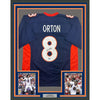 Framed Autographed/Signed Kyle Orton 35x39 Denver Blue Football Jersey Beckett BAS COA