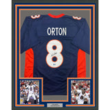 Framed Autographed/Signed Kyle Orton 35x39 Denver Blue Football Jersey Beckett BAS COA