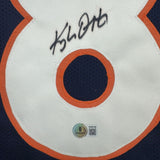 Framed Autographed/Signed Kyle Orton 35x39 Denver Blue Football Jersey Beckett BAS COA