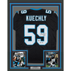 Framed Autographed/Signed Luke Kuechly HOF 26 35x39 Carolina Black Football Jersey Beckett BAS COA