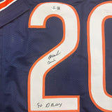 Framed Autographed/Signed Mark Carrier 90 DROY 35x39 Chicago Blue Football Jersey JSA COA