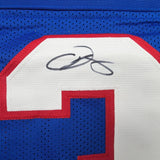 Framed Autographed/Signed Odell Beckham Jr OBJ 35x39 New York Retro Blue Football Jersey Beckett BAS COA