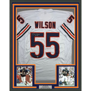 Framed Autographed/Signed Otis Wilson 35x39 Chicago White Football Jersey Beckett BAS COA