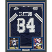 Framed Autographed/Signed Patrick Crayton 35x39 Dallas Blue Football Jersey JSA COA