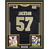 Framed Autographed/Signed Rickey Jackson 35x39 New Orleans Black Football Jersey Beckett COA