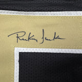 Framed Autographed/Signed Rickey Jackson 35x39 New Orleans Black Football Jersey Beckett COA