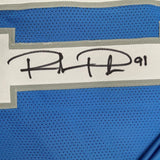 Framed Autographed/Signed Robert Porcher 35x39 Detroit Blue Football Jersey JSA COA