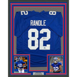 Framed Autographed/Signed Rueben Randle 35x39 New York Blue Football Jersey Beckett BAS COA