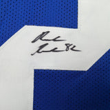 Framed Autographed/Signed Rueben Randle 35x39 New York Blue Football Jersey Beckett BAS COA